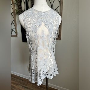 Used- good condition Grey Cato Lace Cardigan size medium